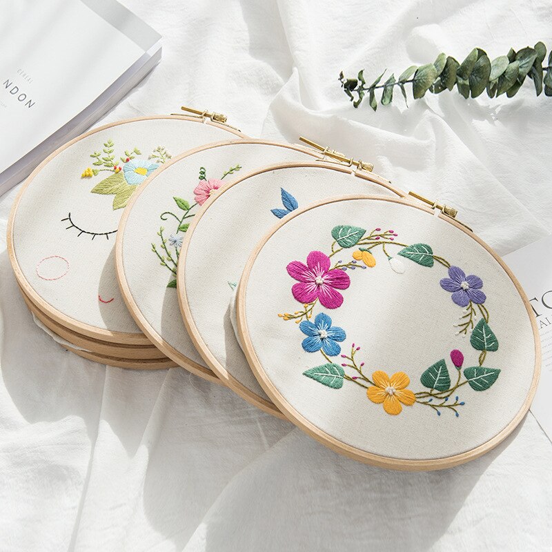 Blomstermønster nemt gør-det-selv-broderisæt til begyndere håndlavet håndarbejde korssting syning vægkunst maleri boligindretning