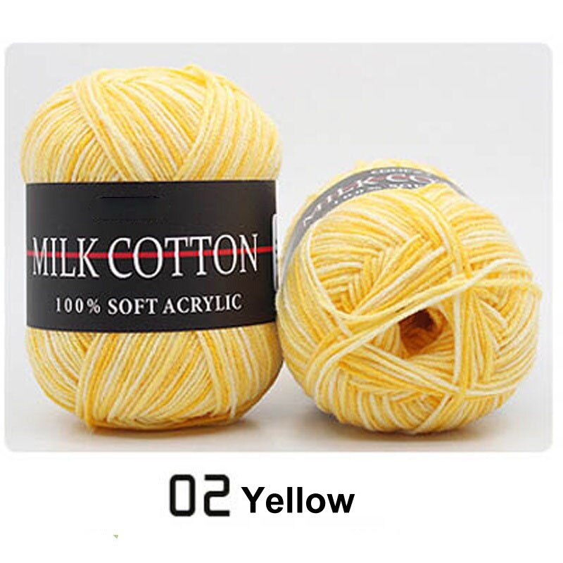 1 Piece Of 50g Milk Cotton Yarn Knitting Crochet Baby Cotton Yarn Velvet Hand-knitted Wool Crochet Scarf Hat DIY Sweater Gloves: yellow