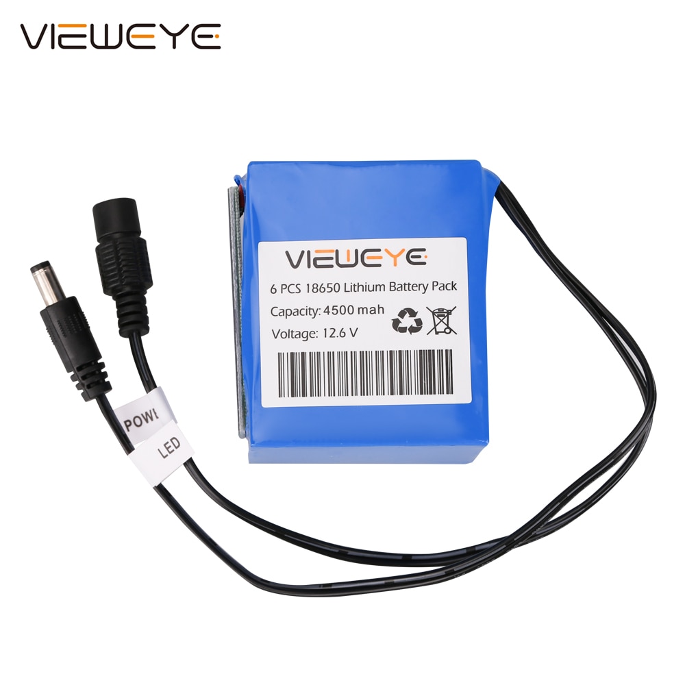 ViewEye Original 12V 4500mAh/6400mAh Indicator Lithium Battery pack for Fish Finder Underwater Fishing Video Camera