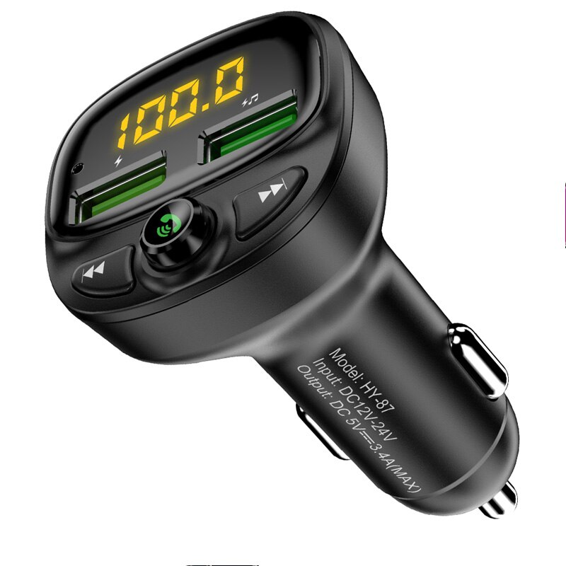 FLOVEME Dual USB Auto Ladegerät Für Telefon Unterstützung Bluetooth kabellos FM Sender TF Karte Musik HandFree Wagen Bausatz Schnelle Ladung: Default Title