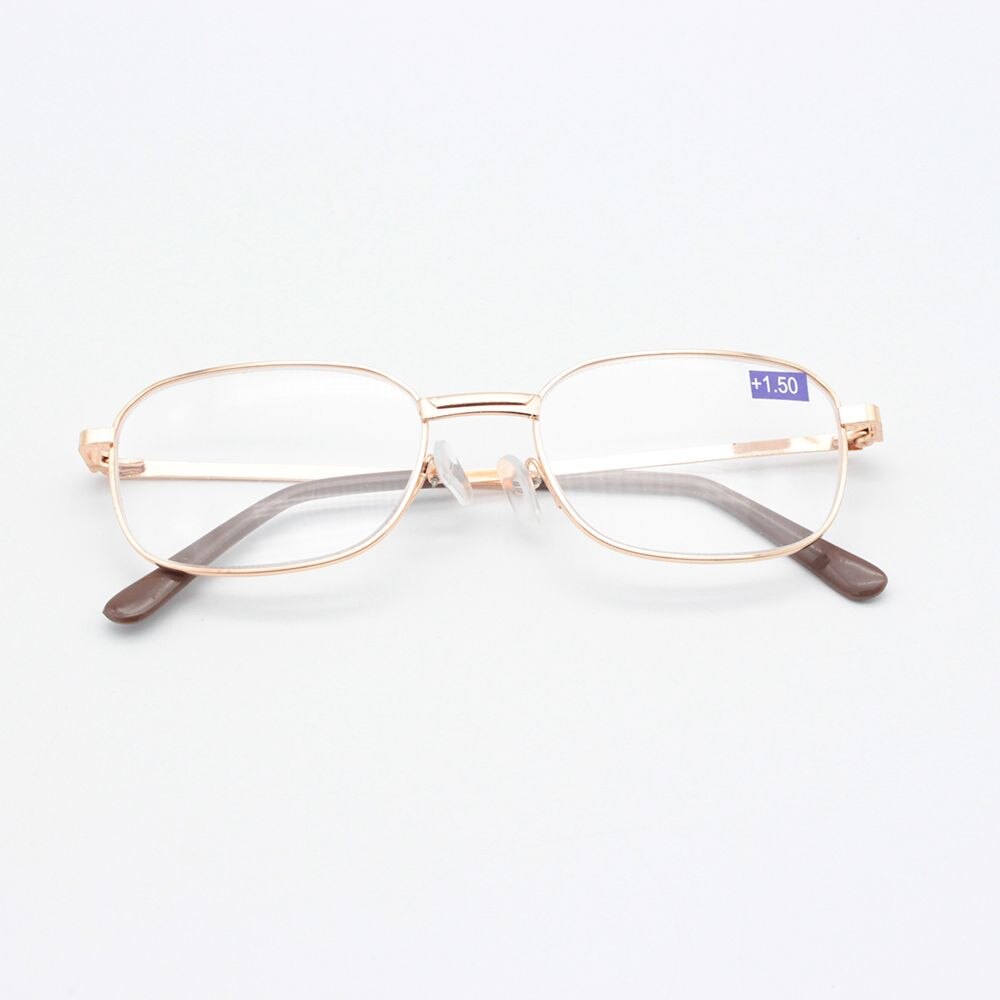 Reading Glasses Lens Rimmed Gold Frame Metal Eyeglasses +1.0 - +4.0 Travel Accessories