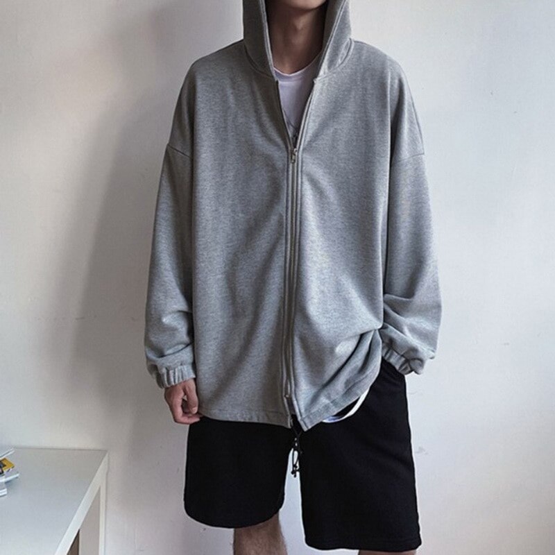 Hoodie Sweatshirt Men Plus Size Japanese Streetwear Oversize Men's Hoodies Plain Hooded Clothes Black Grey Hip Hop Tops: XXL / Gray