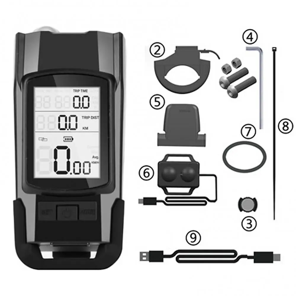 3 IN 1 Bicycle Computer Bike Front Light Lamp With Horn LCD Display Bike Speedometer and Odometer Headlight Cycling Flashlight