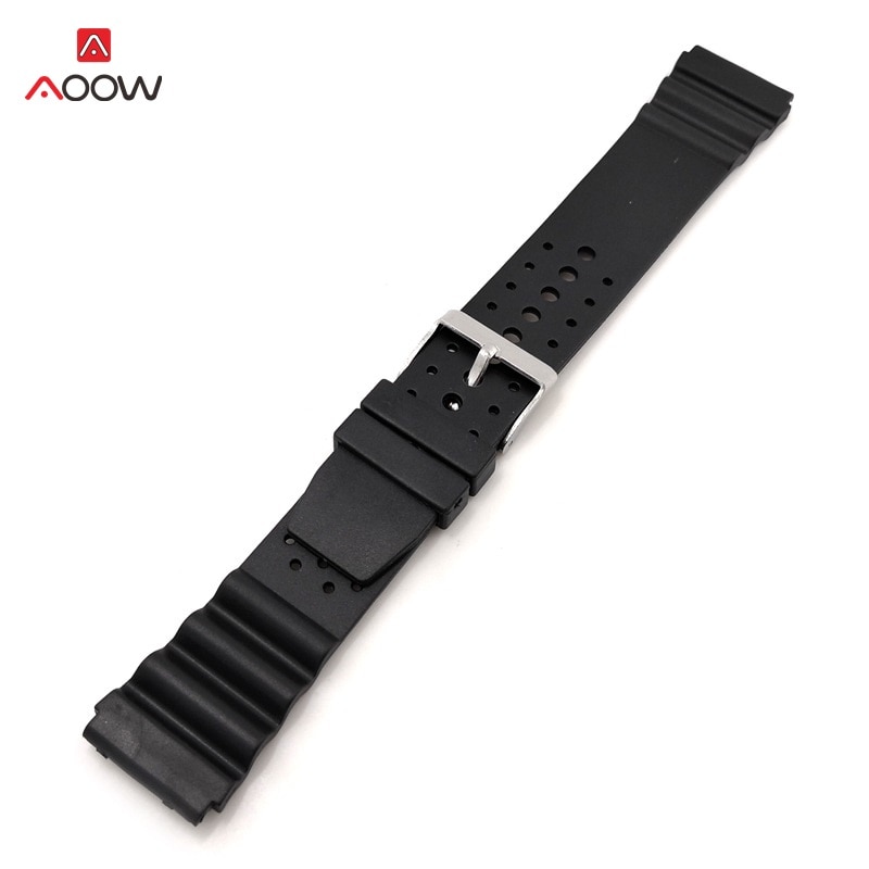 AOOW Generic Watchband Silicone Rubber Watch Strap Bands Waterproof Sport Straps 18mm 20mm 22mm Watches Belt