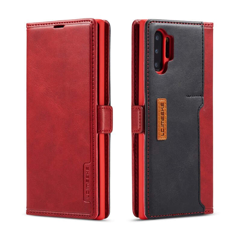 Do Samsung Note 20 Ultra etui z klapką magnetyczną na Samsung Galaxy Note 20 10 Plus 10 + 9 etui ze skóry Vintage portfel: Samsung Note 10 / Czerwony