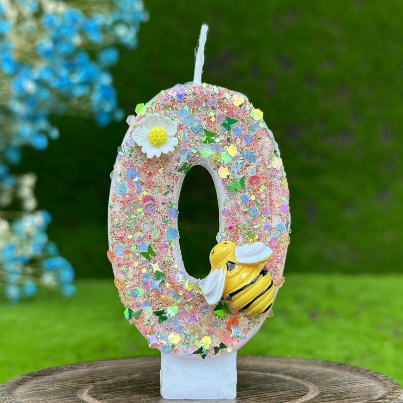 Colored Children's Bee Candle Wedding Guest Girl Boy birthday Candle Party Supplies And Stands Christmas Lights Candles: Grape