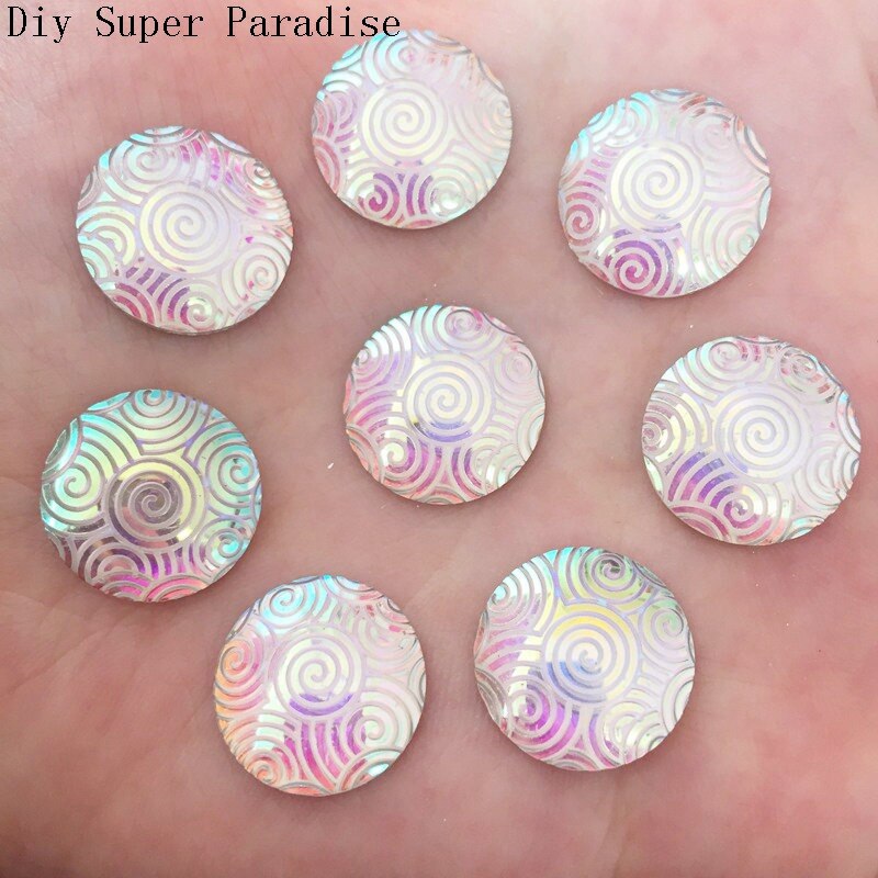 DIY 20pcs 16mm AB Resin Round FlatBack Scrapbook Accessories Wedding Scrapbook Craft K43: K432