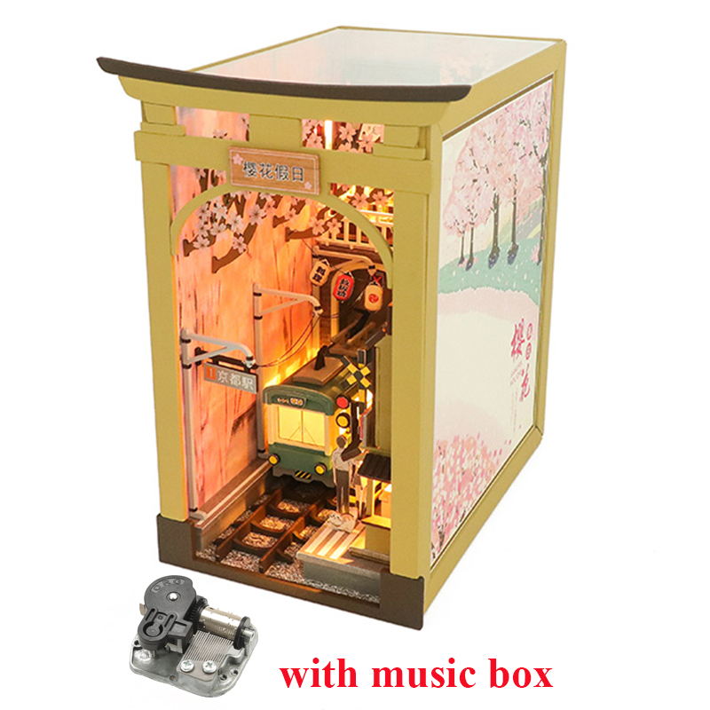 Kits de inserción de estante para rincón de libros, casa de muñecas en miniatura con muebles, caja para habitación, sujetalibros de flores de cerezo, tienda japonesa, juguetes,: Sandía roja