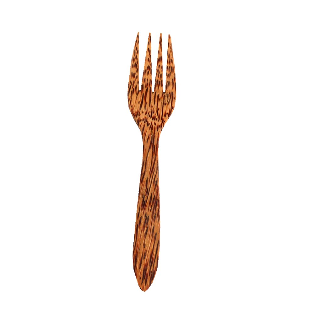 Conjunto de cuchara de tenedor de coco de madera Natural, cubiertos de madera de palmera de coco orgánica, tenedores de ensalada de frutas Vagan para cuenco de cáscara de coco, cubiertos