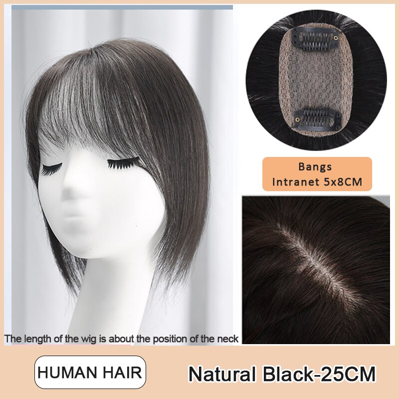 3D Long Bangs Clip In on Front Hair Bang Side Fringe Hair Extension Synthetic Bangs Hair Women Bangs Synthetic Hair Pieces: BF52-25-2