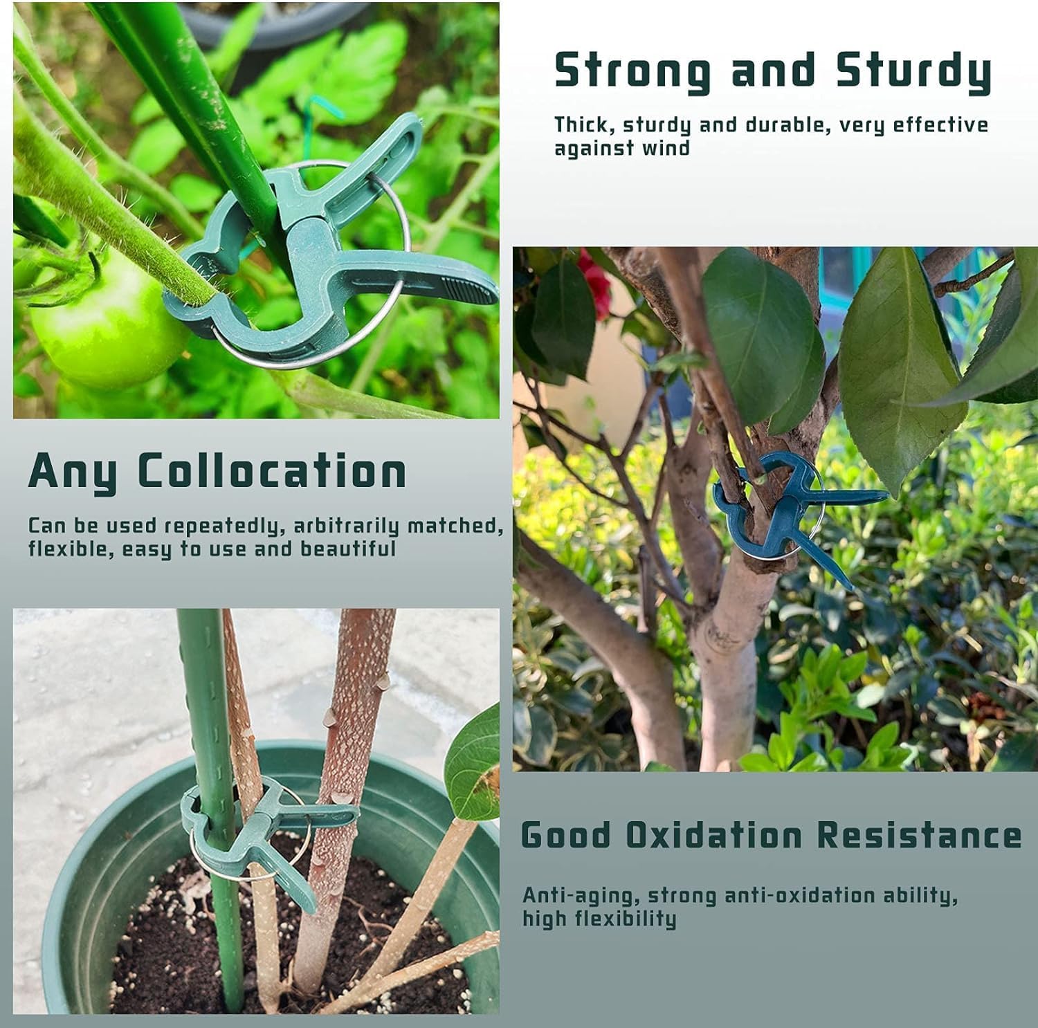 Clips fijos para plantas, soporte reutilizable para invernadero de jardín, plantas fijas, vid, flores, plántulas, tomates, suministros de jardín