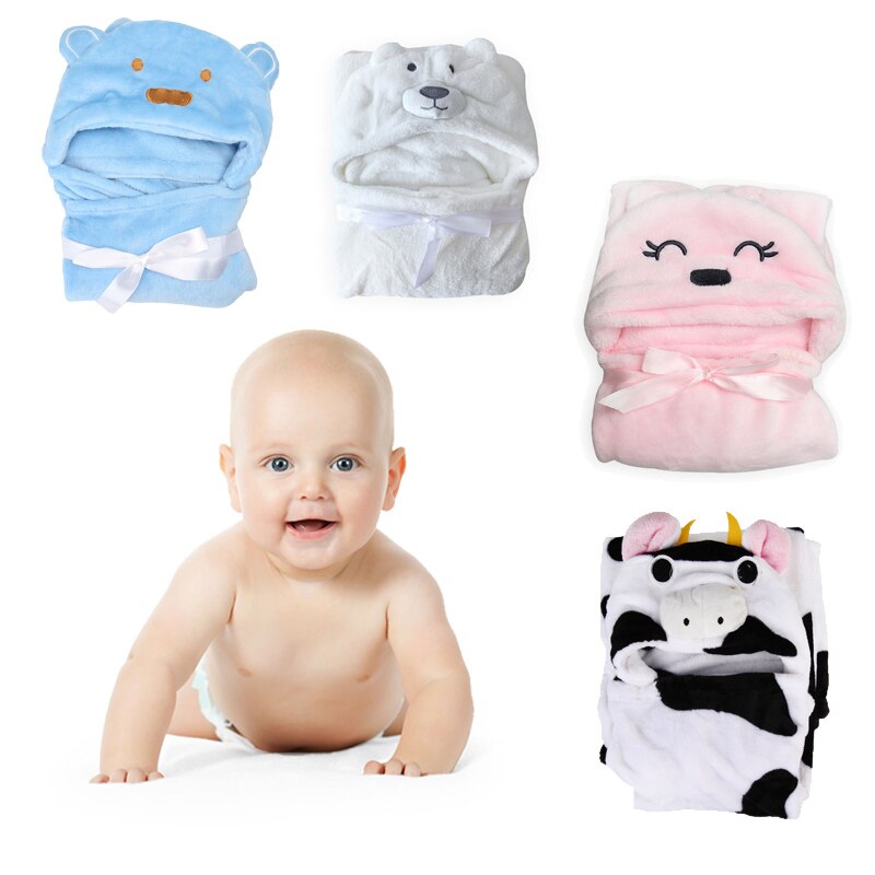 Cartoon Baby Hooded Handdoek Pasgeboren Baby Badjas Super Zachte Badhanddoek Deken Jongen Meisje Warm Slapen Deken