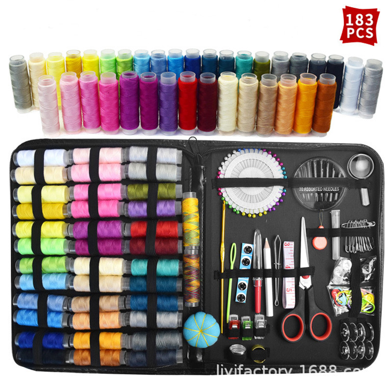 Caja de costura multifunción, Kit de viaje de 68-230 piezas, bolsa de almacenamiento de hilo de aguja de puntada, tela artesanal, de Navidad para mamá: Caqui oscuro