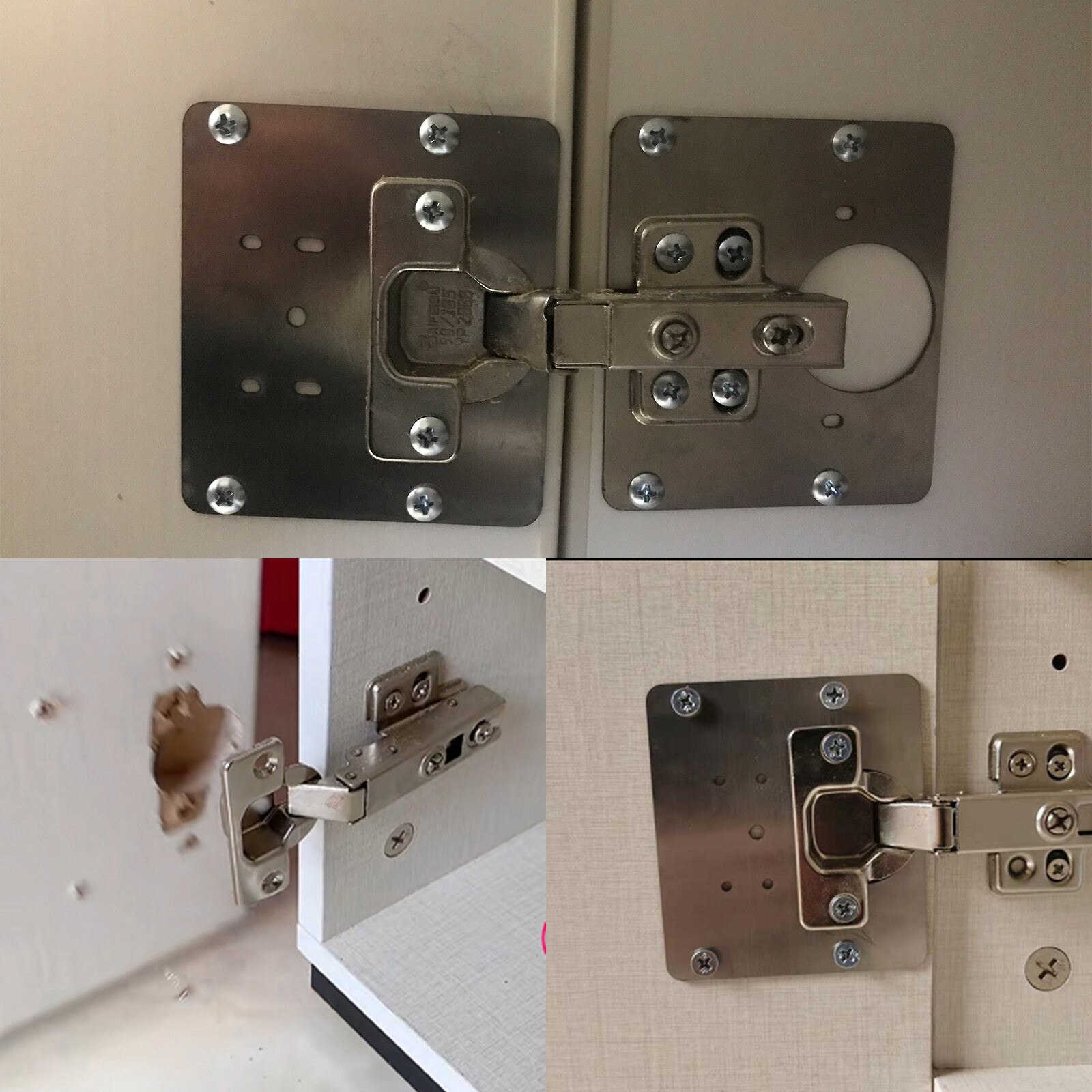 Cabinet Hinge Repair Plate Set Practical Rust Resistant Stainless Steel Furniture Cupboard Hinge Repair Mount Door Drawer Window