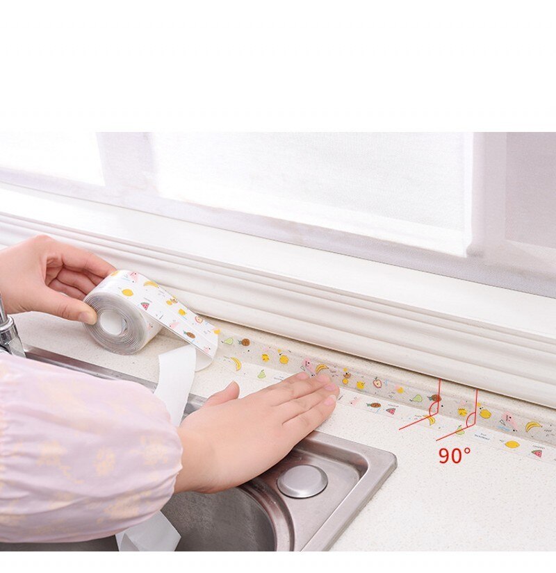 3.8cm*1m vedenpitävää tarraa keittiön pesuallas hometta vedenpitävä teippi kylpyhuoneen työtaso wc-väli itseliimautuva sauma tarra