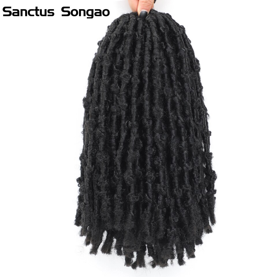 1b 27 30 Bug Ombre Distressed Butterfly Locs Braiding Hair For Women Bob Butterfly Curly Styles Crochet Hair 20 Roots: 1B / 6Pcs 120Strands