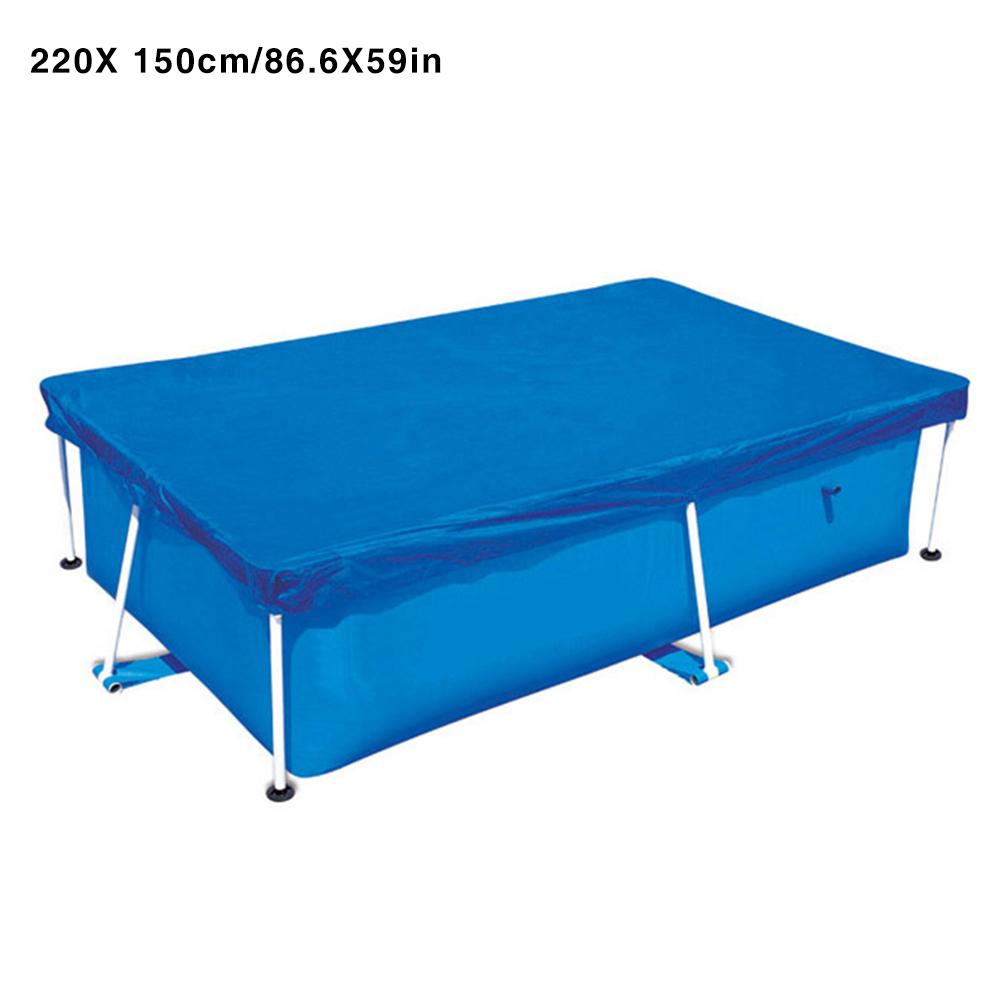 Swimming Pool Cover Waterproof Rainproof Dust Cover Tarpaulin With Wear-resistant Rope Suitable For Square Swimming Pools: 220 X 150CM