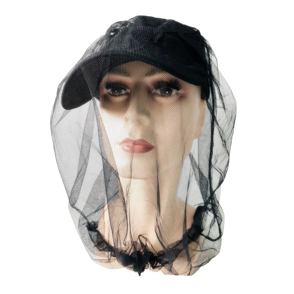 Unisex Outdoor Mosquito Yarn Cap Men Women Safari Hat Net Mesh Protection From Insect Bee Mosquito Gnats Clothes Accessories: Black