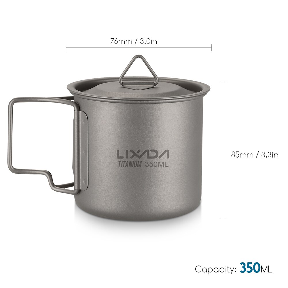 # letvægts titanium vand krus camping folde spork ske til rejse service udendørs køkkengrej middag bestik sæt drikkevarer: 350ml
