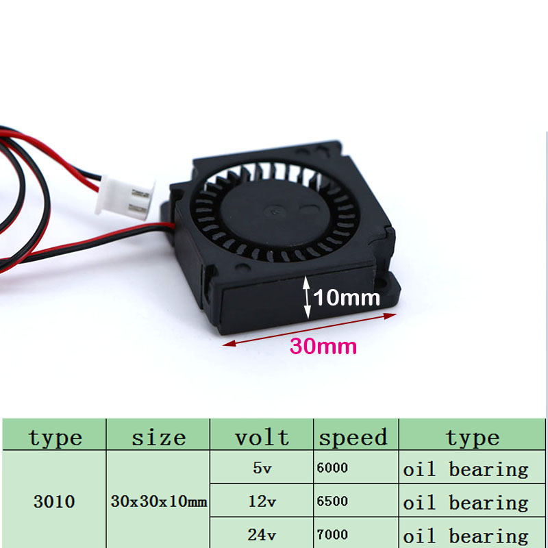 Ventilador de impresora 3D de 30mm, 5V, 12V, 24V, 3010, accesorios de refrigeración para impresora, ventilador Turbo, ventiladores radiales de 30x30x10mm
