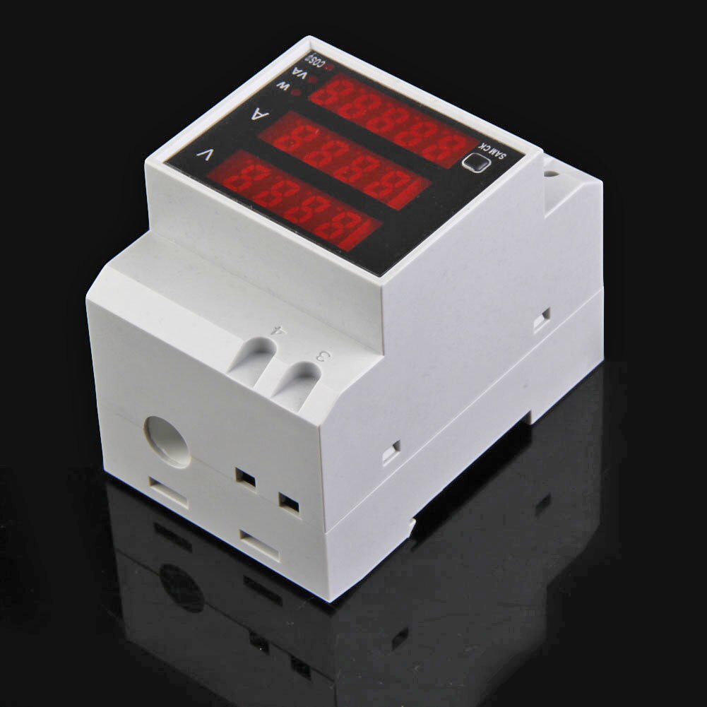 Din Rail Energy Meter Ammeter Voltmeter Volt Amp Power Meter Led Digitale Display Power Factor Tijd Energie Spanning Stroom Tester