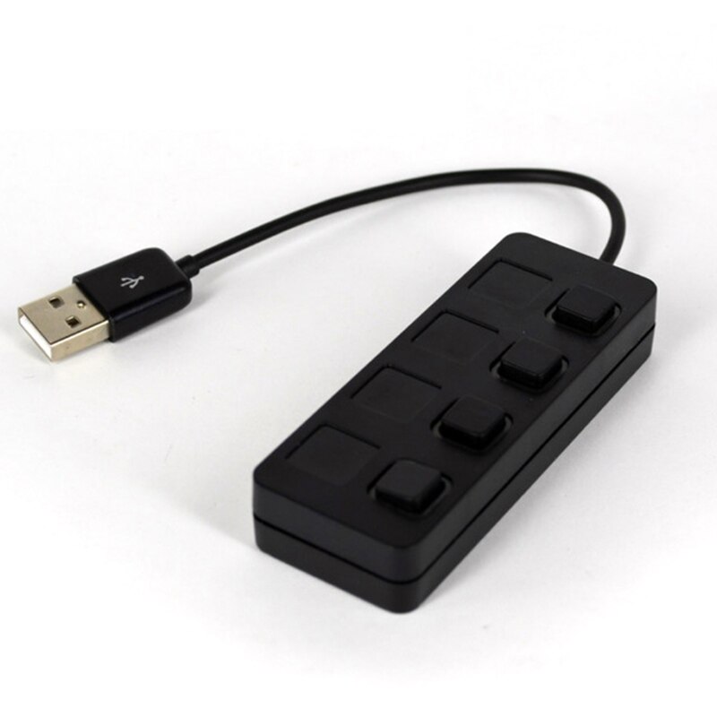 Hub USB 2,0 de 4 puertos con interruptores de encendido LED individuales, extensión USB Hub uno para cuatro, interruptor independiente divisor