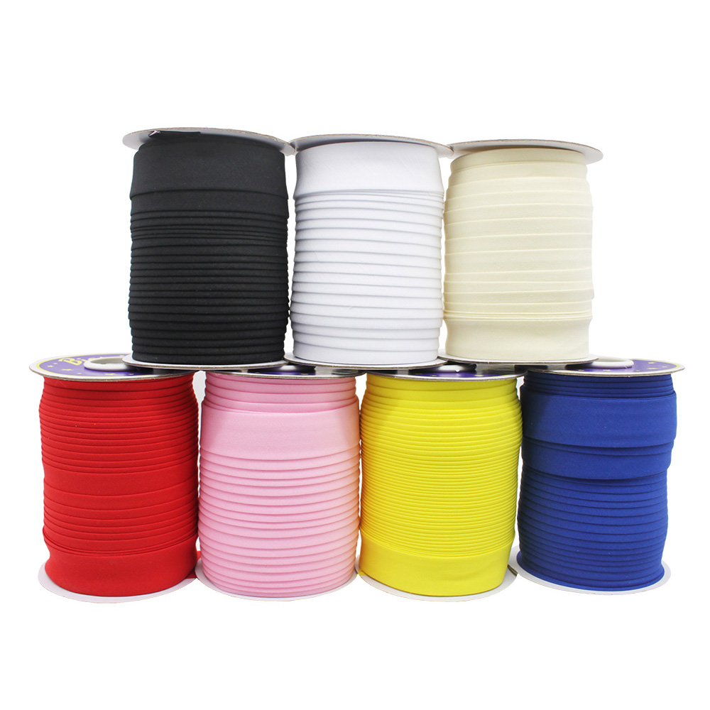 Poliéster/algodón 1 "25mm T/C cinta al polarización vinculante cinta de una sola pliegue Color sólido para costura y recorte de prendas DIY 50 yardas/rollo