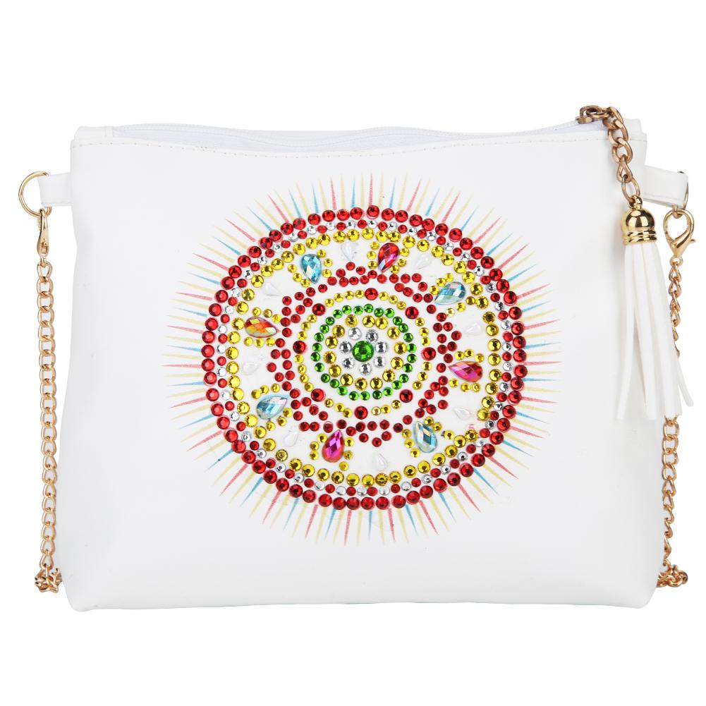 Bolso Forma especial DIY con pintura de diamantes, bolso cruzado con cadena de cuero, bolsos de pintura de bordado para novia: 01