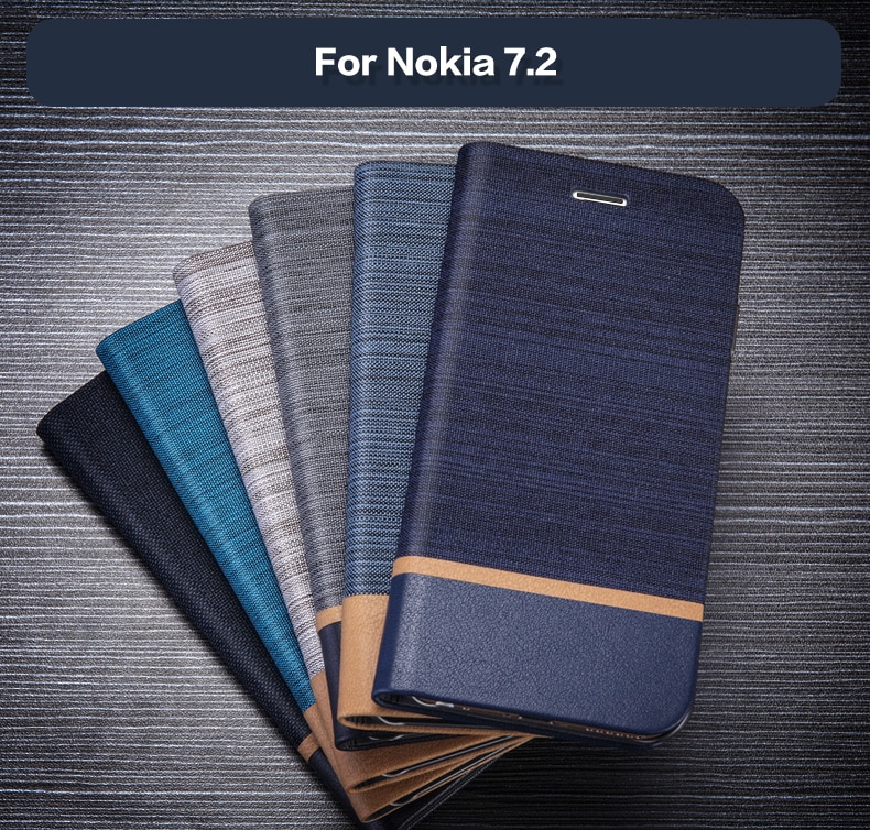 PU Leather Wallet Case For Nokia 7.2 Business Phone Case For Nokia 7.2 Book Case Soft Silicone Back Cover