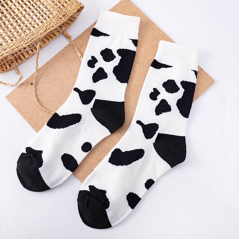 Grappige gestreepte sokken voor mannen en vrouwen, katoen, zwart-wit, bloemen, harajuku, kawaii, vrolijk, zacht, klassiek, meisjes, tube sokken: Lw1570x