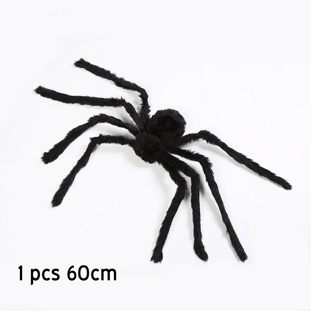 Honji 30/50/75cm araignées en peluche noires et multicolores pour halloween, jouet pour enfants, style amusant pour décoration de fête d'halloween: Multicolore -50cm / Noir -60cm