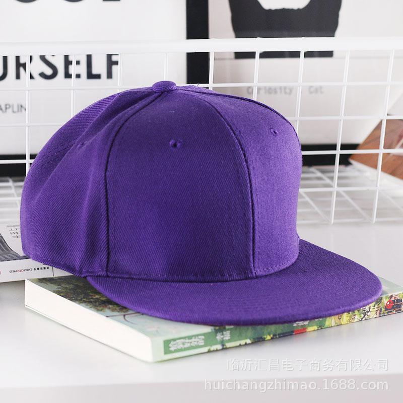 Solidna czapka w stylu Hip-Hop dla mężczyzn czapka typu Snapback damskie czapki baseballowe regulowane płaskie rondo Bill zwykłe daszki chłopcy i dziewczęta taniec uliczny: FIOLETOWY