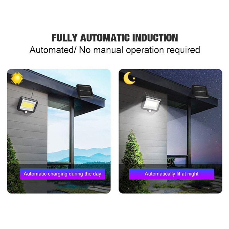 Pir bevægelsessensor outdooe gadelys solpanel strøm 30w 600lm cob 120/100 led vandtæt sollys væg have solcellelamper