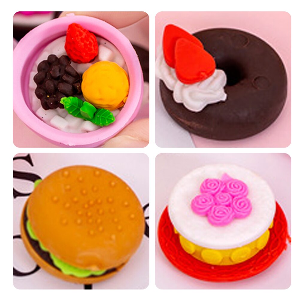 15pcs Kid Assorted Food Erasers Food Theme Erasers Cake Fruit Erasers (Random Style)