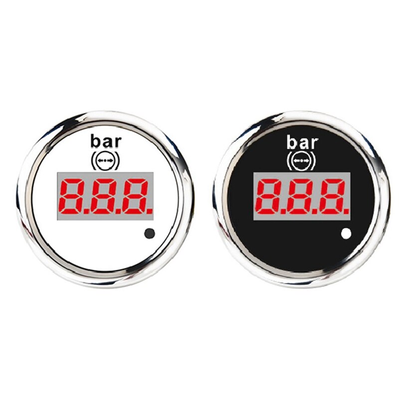 52mm Digital Air Pressure Gauge 0-10 Bar Universal Stainless Steel Meter Indicator Red Backlight with Alarm