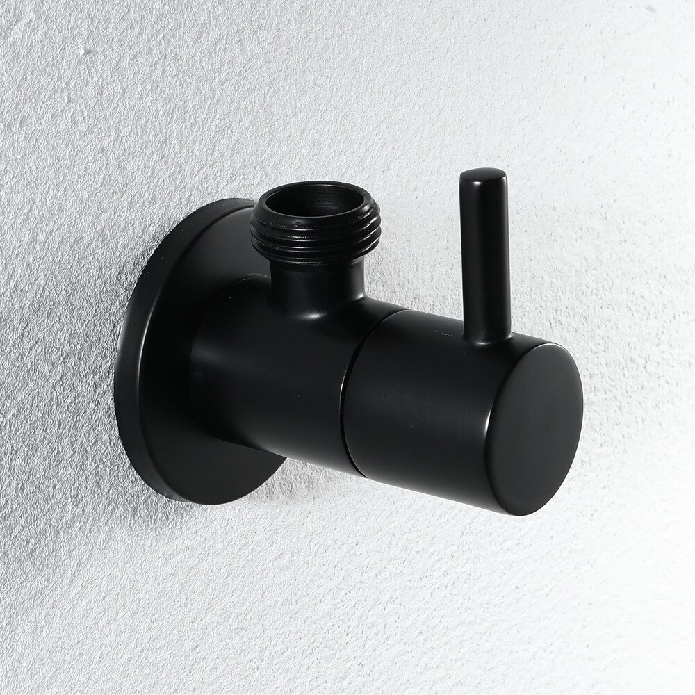 Black flash 100% brass angle valve cold Water stop valve bathroom kitchen Faucet installation accessories