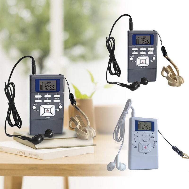 Mini Digital Radio Portable Pocket Single-Band 60-108 MHz Receiver Speaker For Walkman With Earphone