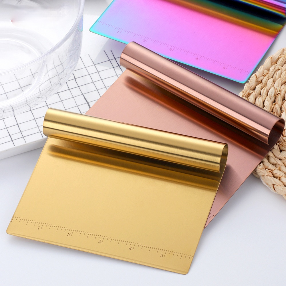 Stainless steel scraper with scale baking tool dough cutter scraper baking tools for cakes