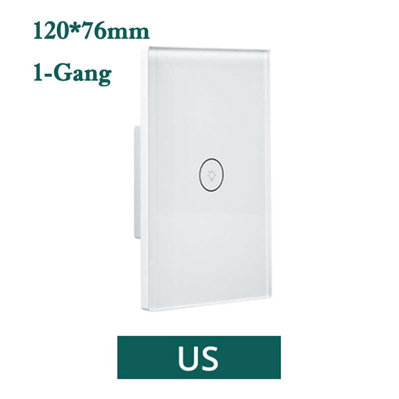 Tuya smart wifi switch smart life app alexa google home remote smart home wall touch switch eu  us 1 2 3 gang væg lys switch: 120us 1- gang hvid