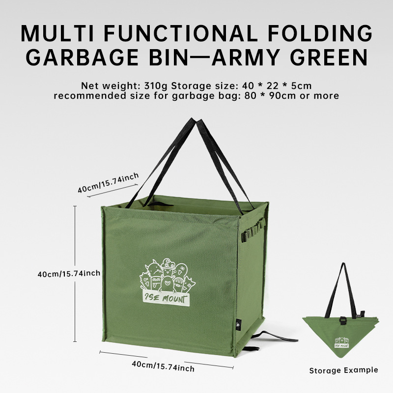 Tragbare draussen-Mülleimer, multifunktionale Camping-Aufbewahrungsbox, faltbar, leicht, Segeltuch-Tasche, Picknick-Müll-Aufbewahrung: Silber