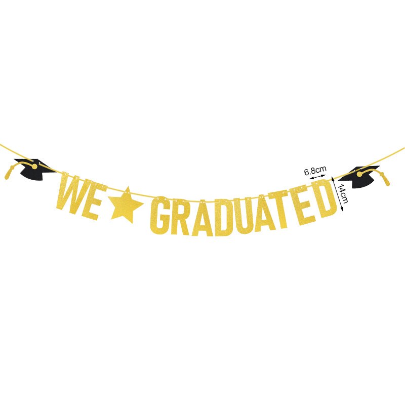 Graduation Party Bunting Banner Gold Black Paper Letter Flags Paper Garland Gratuation Party Decor Congrats Grad Congratulations: B02