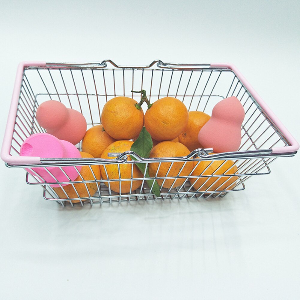 Children Miniature Metal Supermarket Shopping Basket Pretend Role Play Toy for Kitchen Fruit Vegetable Grocery Storage