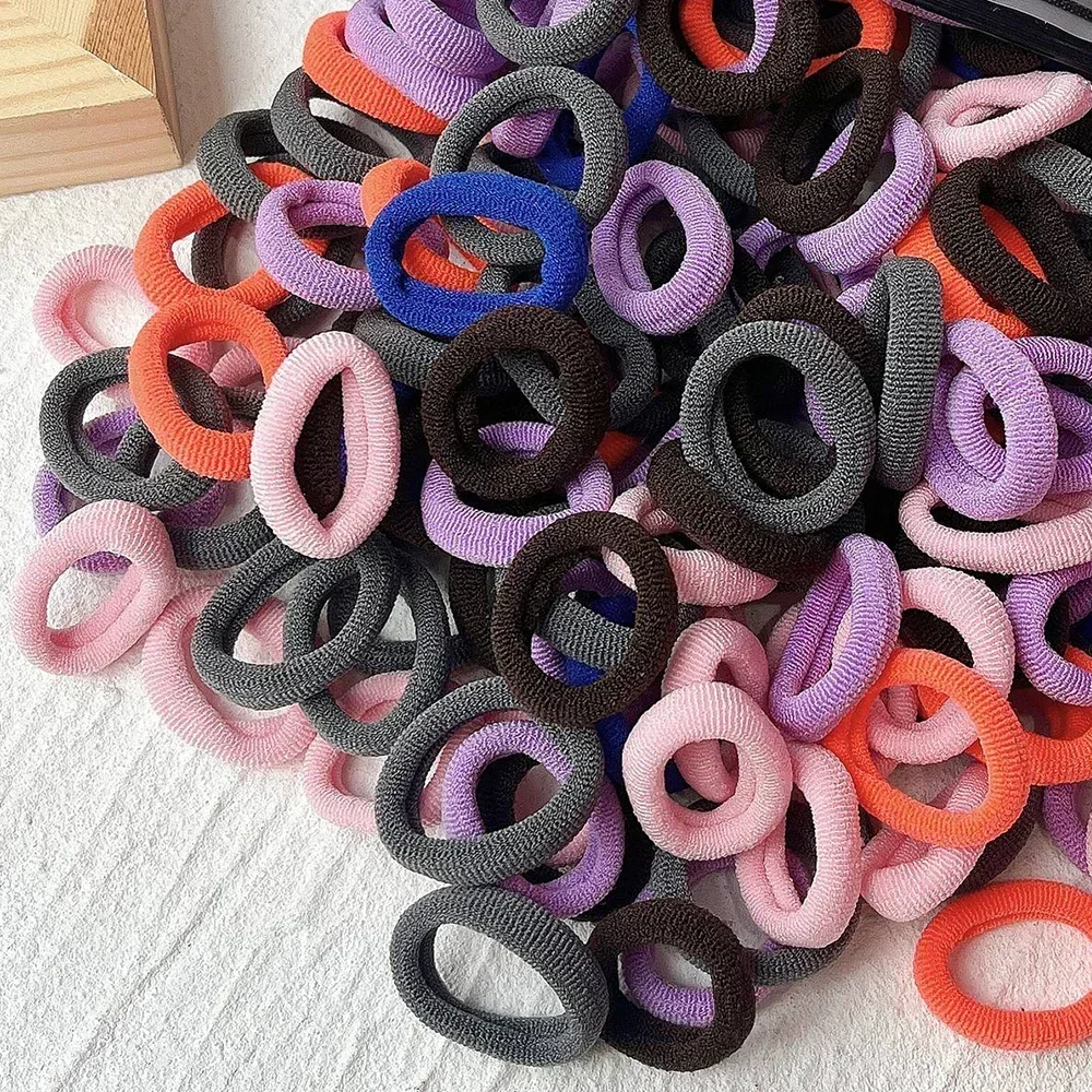 50/100/300 Uds Mini bandas elásticas coloridas para el cabello para niñas accesorios para el cabello diadema de nailon soporte para cola de caballo para niños adorno Scrunchie: S / Color amarillo luminoso