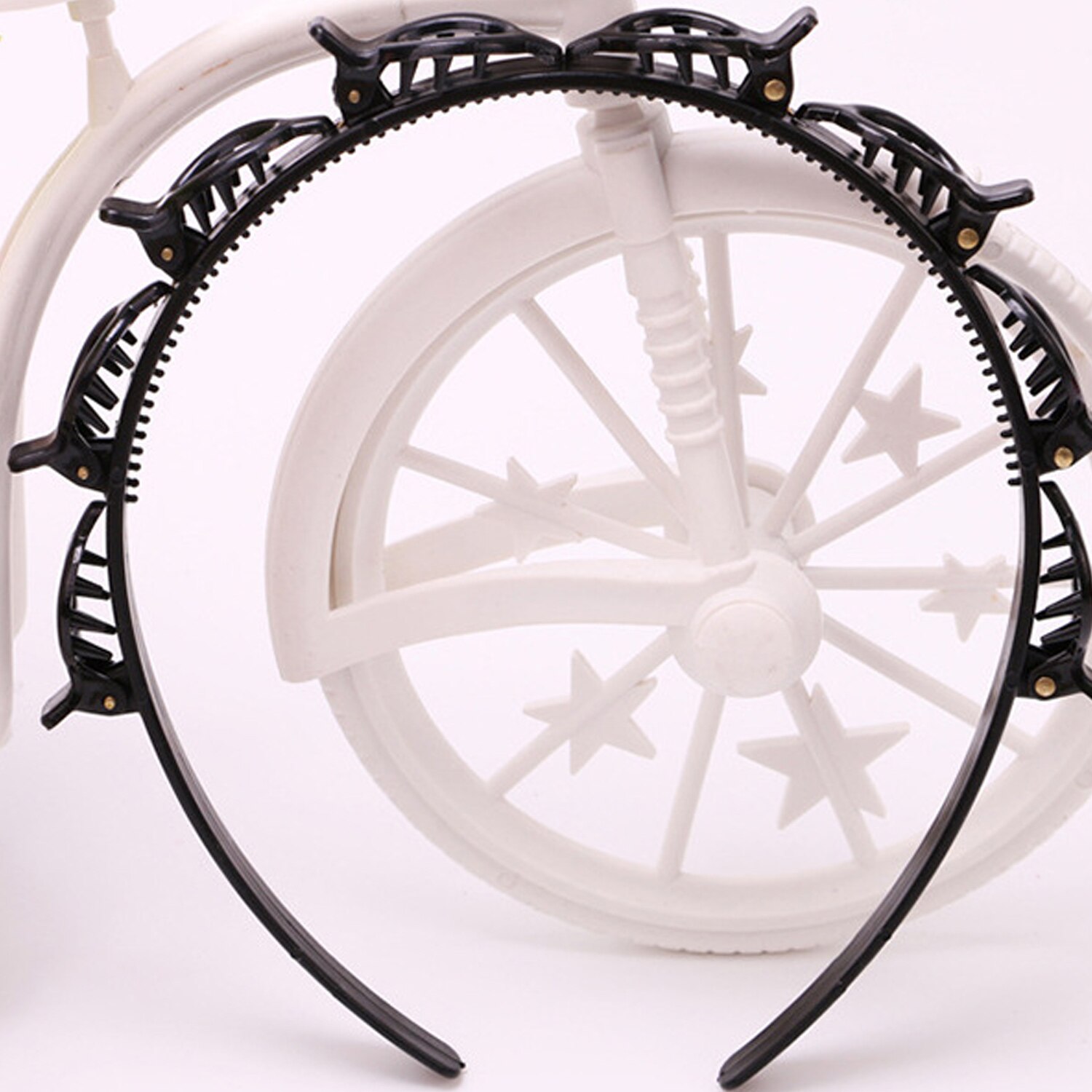 2Stck Doppel Pony Frisur Haarnadel Twist Zopf Haarband Stirnband Haar Band Band + 2Stck Haarspangen für Frauen Mädchen Schwarz