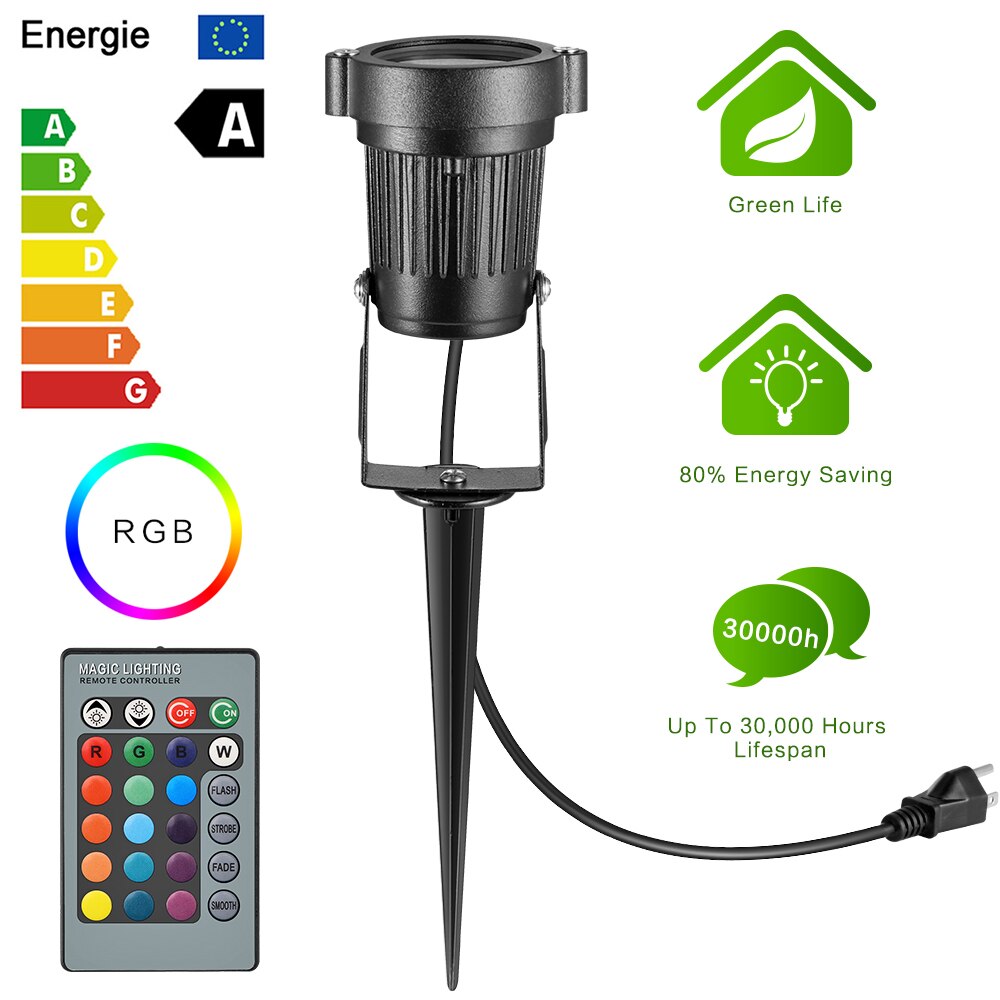 Waterproof Garden Lawn Lamps Remote Controller 6/8/12W Outdoor LED Landscape Light Spike Bulb Outdoor Spot Lighting For Garden