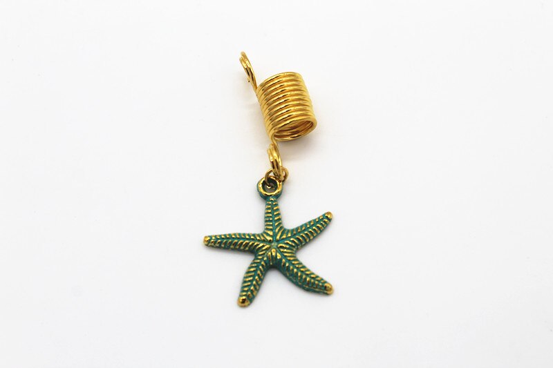 5 unidades por paquete, abalorios vikingos dorados/bronce, trenza de pelo, cuentas de rastas para Barba dreadlock, anillos, joyería para hombres y mujeres: Starfish