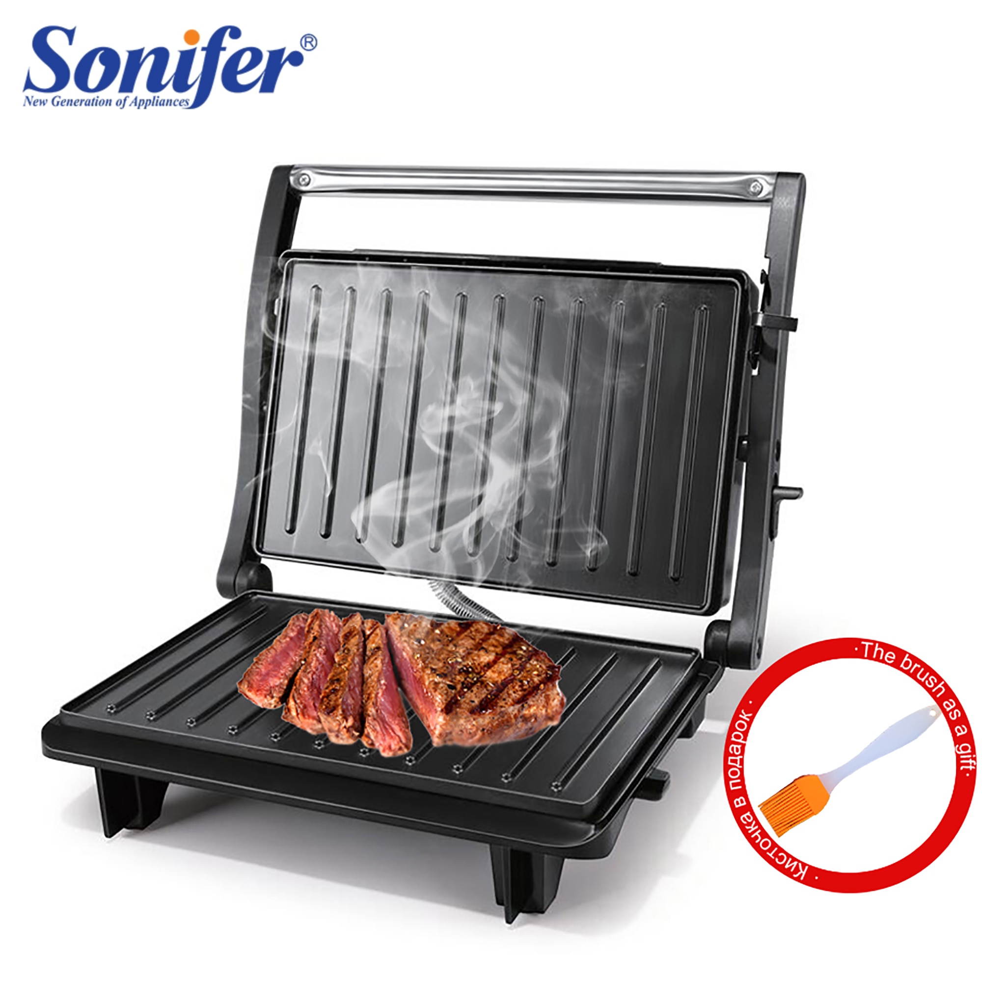 Sonifer – Grill électrique 750W, appareil de cuisson pour BBQ, appareil de cuisson pour crêpes et grillades de viande, sans fumée