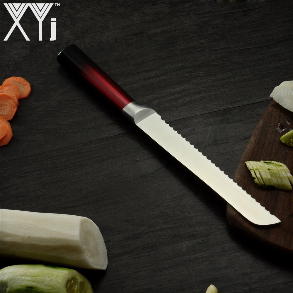 Xyj 9 stk rustfritt stål kniver sett kjøkken saks slipeverktøy bar kokk brød santoku skjæringe verktøy skrelle kniv