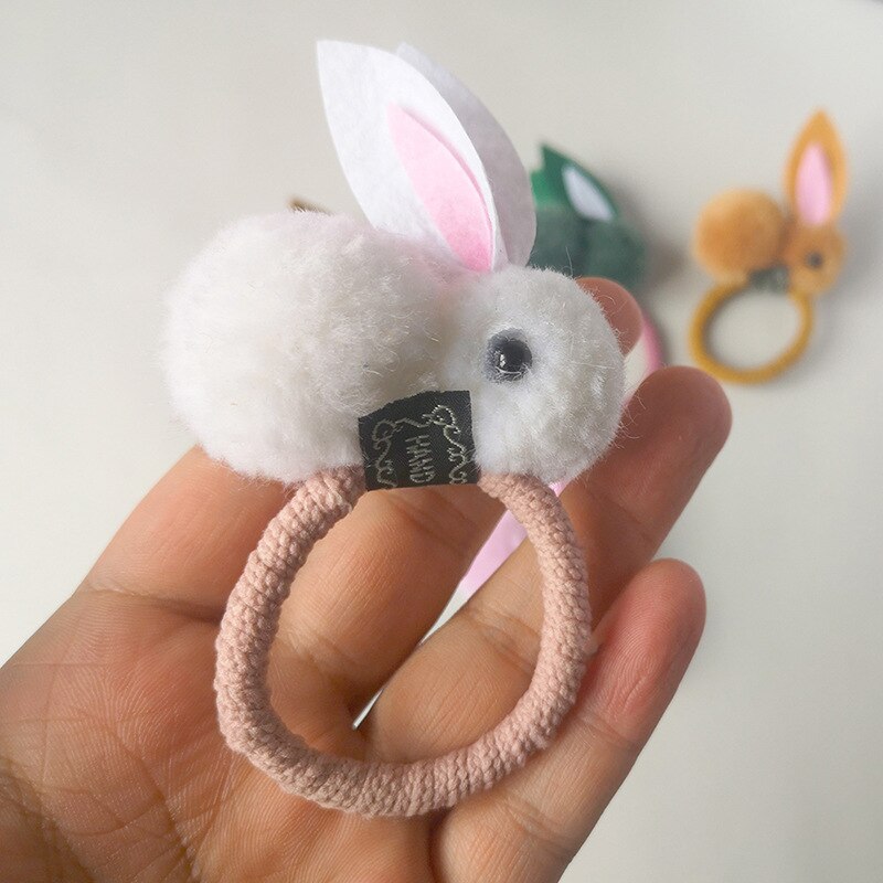 Cute animal hair ball rabbit hair ring female rubber band elastic hair bands Korean headwear children hair Accessories ornaments