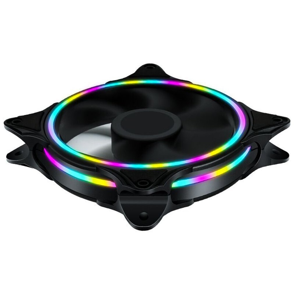 Computer PC Desktop Fan Cooler Three-Aperture Chassis 12cm Silent Fan 12V Power Supply Cooling Fan PC Accessories: Polychromatic